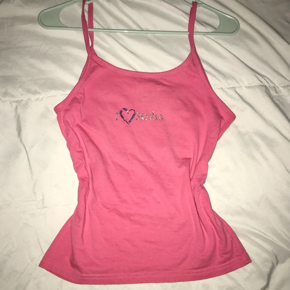 Y2K Hot Pink Rhinestone Cami